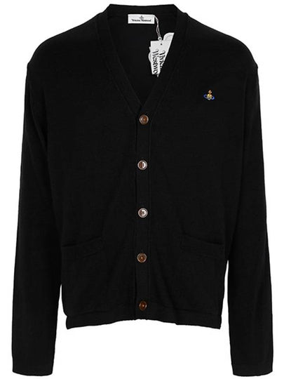 V Neck Cotton Cardigan Black - VIVIENNE WESTWOOD - BALAAN 2