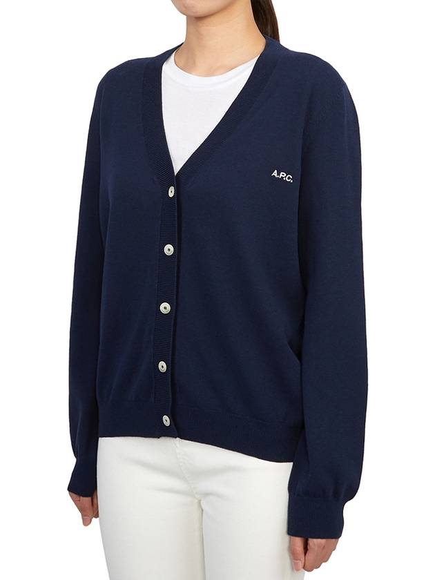 Bella Logo Embroidery Cardigan Dark Navy Blue - A.P.C. - BALAAN 3