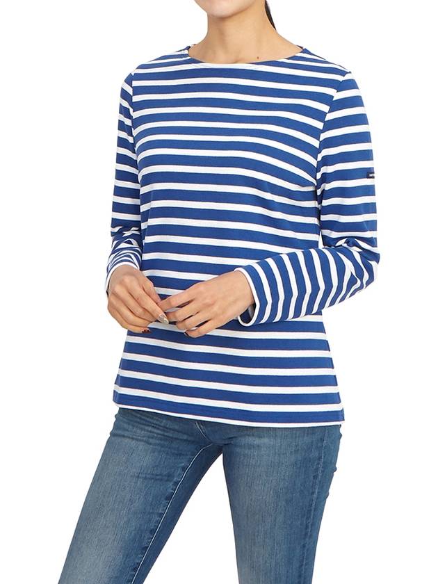 Women's Meridame II Striped Long Sleeve T-Shirt White Blue - SAINT JAMES - BALAAN 6