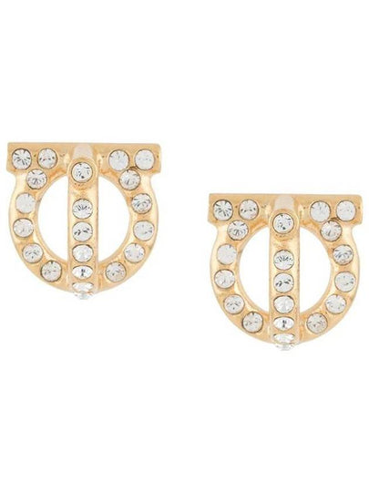 Gancini 3D Crystal Earrings Gold - SALVATORE FERRAGAMO - BALAAN 2