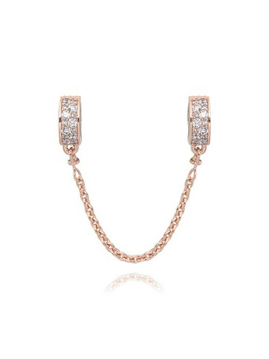 Clear Pave Safety Chain Clip Charm Rose Gold - PANDORA - BALAAN 1