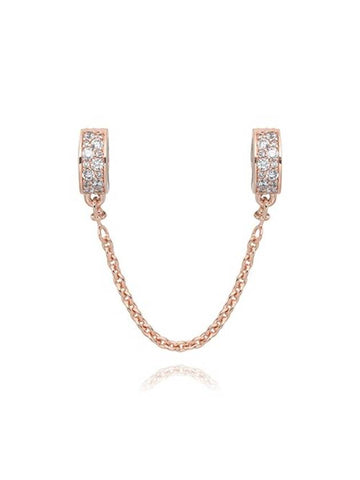 Clear Pave Safety Chain Clip Charm Rose Gold - PANDORA - BALAAN 1