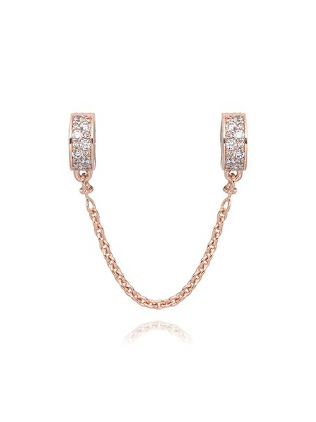 Clear Pave Safety Chain Clip Charm Rose Gold - PANDORA - BALAAN 1