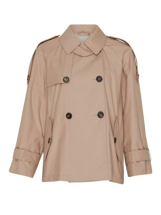 DTrench Double Breasted Button Cotton Trench Coat Beige - MAX MARA - BALAAN 2