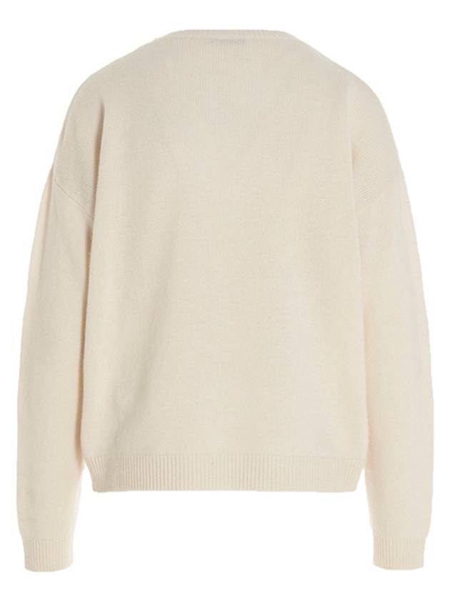 Aster M logo cashmere knit top ivory - MAX MARA - BALAAN.