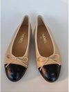 Ballerina Flat Lambskin Beige Black - CHANEL - BALAAN.