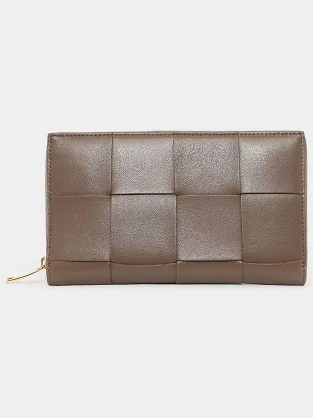 Intrecciato Zipper Around Long Wallet Taupe Grey - BOTTEGA VENETA - BALAAN 4