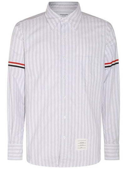 Stripe Oxford Armband Long Sleeve Shirt Grey - THOM BROWNE - BALAAN 2