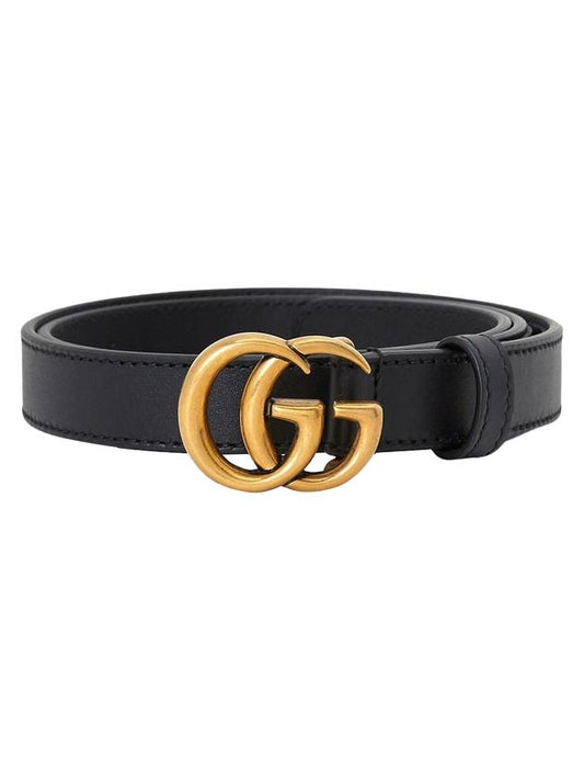 GG Marmont Double Buckle Thin Belt Black - GUCCI - BALAAN 1