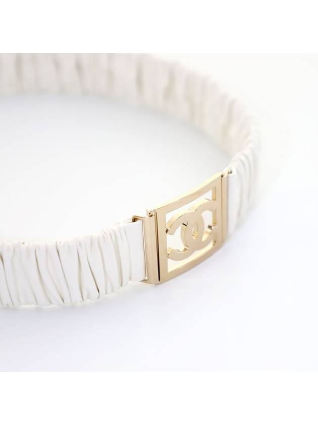 Chanel AA8782 White Banding Lambskin Gold CC Women s Belt - CHANEL - BALAAN 9