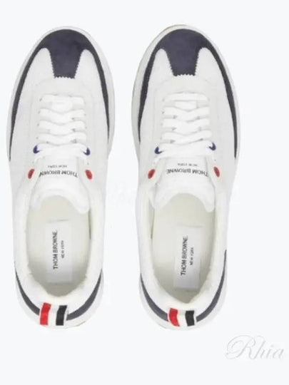 Fine Kid Suede Tech Runner Sneaker Navy - THOM BROWNE - BALAAN 2