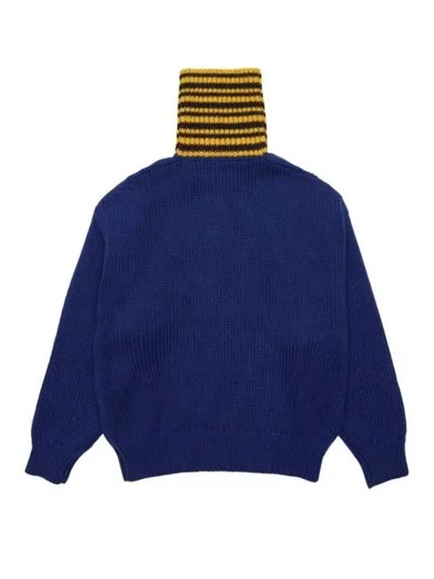 Stripe Collar Zip-Up Knit Top Blue - MARNI - BALAAN 4