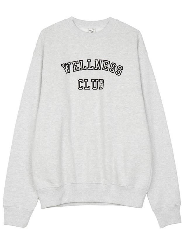 Wellness Club Flock Crew Neck Cotton Sweatshirt Light Grey - SPORTY & RICH - BALAAN 2