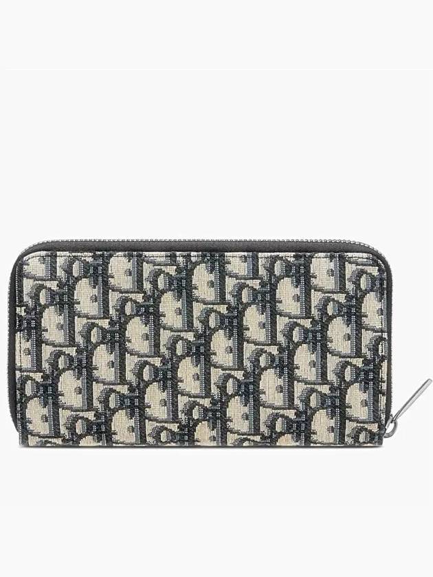 Oblique Jacquard Zipper Long Wallet Black Beige - DIOR - BALAAN 3