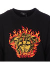 Medusa Flame Embroidery Logo Jersey Sweatshirt Black - VERSACE - BALAAN 3