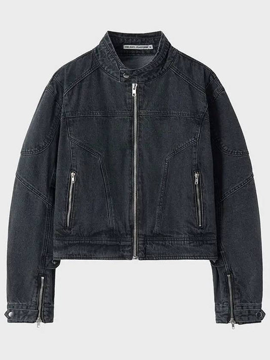 Overfit Crop Rider Denim Jacket Black - THEANTIPLATFORM - BALAAN 2