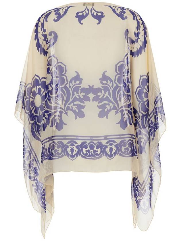 Blue Cape With All-Over Paisley Print In Silk Woman - ETRO - BALAAN 2