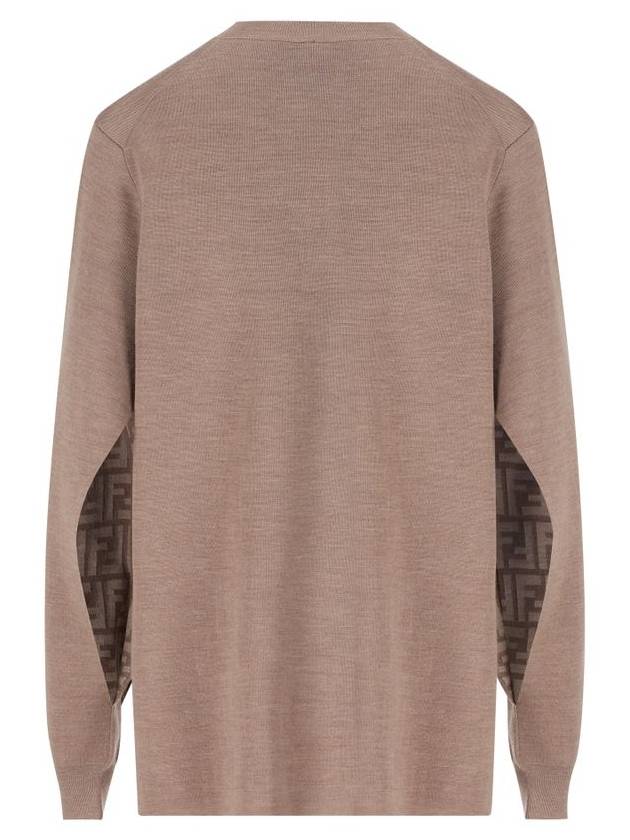 V-Neck Double Fabric Sweater Grey - FENDI - BALAAN 3