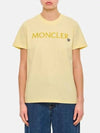 Women Lettering Embroidery Logo Short Sleeve T Shirt Yellow 8C00006 829HP 10W - MONCLER - BALAAN 3