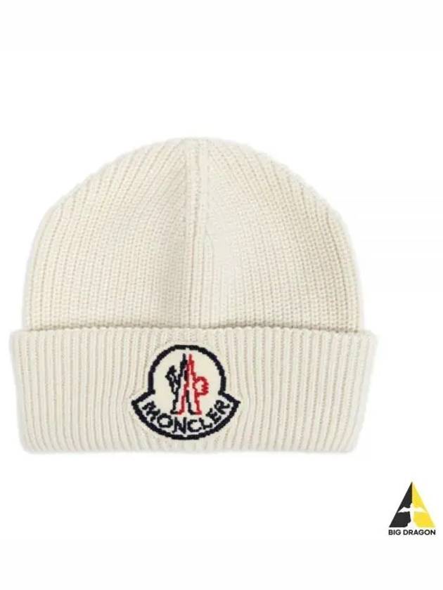 3B00019 M1282 034 Logo Patch Wool Beanie - MONCLER - BALAAN 1