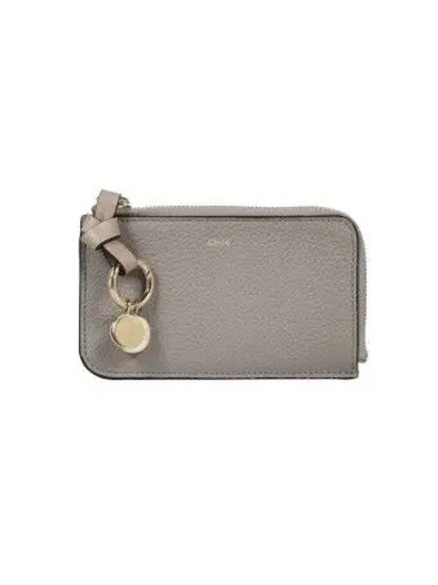 Alphabet Half Zipper Leather Card Wallet Grey - CHLOE - BALAAN 2