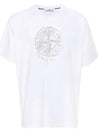 Men's Logo Print Crew Neck Short Sleeve T-Shirt White - STONE ISLAND - BALAAN 2