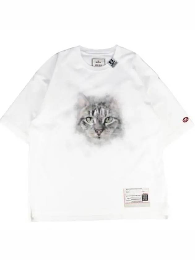 Cat Print Short Sleeve T-Shirt White - MIHARA YASUHIRO - BALAAN 2