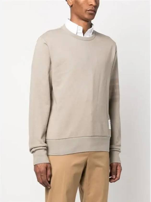 Classic Loopback Tonal 4 Bar Crewneck Knit Top Beige - THOM BROWNE - BALAAN 3