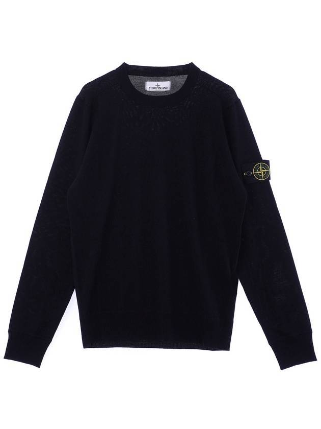 Light Wool Crewneck Knit Top Black - STONE ISLAND - BALAAN 1