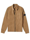 Lens Wappen Gabardine Shirt Zip-up Jacket Brown - CP COMPANY - BALAAN 2