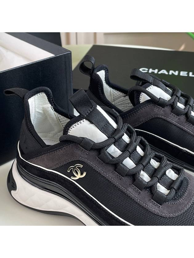 Mixed Fibers Fabric Suede Calfskin Low-Top Sneakers Black - CHANEL - BALAAN 7