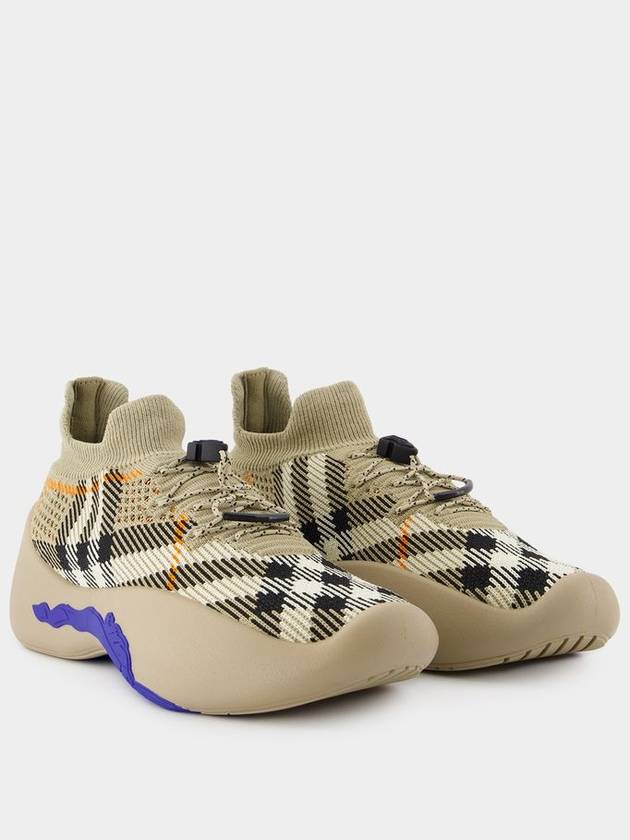 Neptune Check Knit Low Top Sneakers Sand - BURBERRY - BALAAN 3