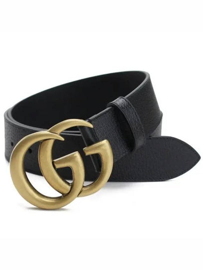 GG Marmont Double G Buckle Wide Leather Belt Black - GUCCI - BALAAN 2