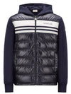 Logo Cotton Zip Up Hoodie Navy - MONCLER - BALAAN 1