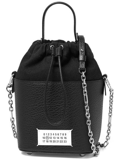 5AC Number Logo Texture Leather Bucket Bag Black - MAISON MARGIELA - BALAAN 2