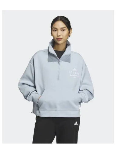 adidas VER half zip sweatshirt sky blue IS7412 - ADIDAS - BALAAN 1