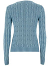 Pony Embroidered Cable Cotton Knit Top Blue - POLO RALPH LAUREN - BALAAN 4