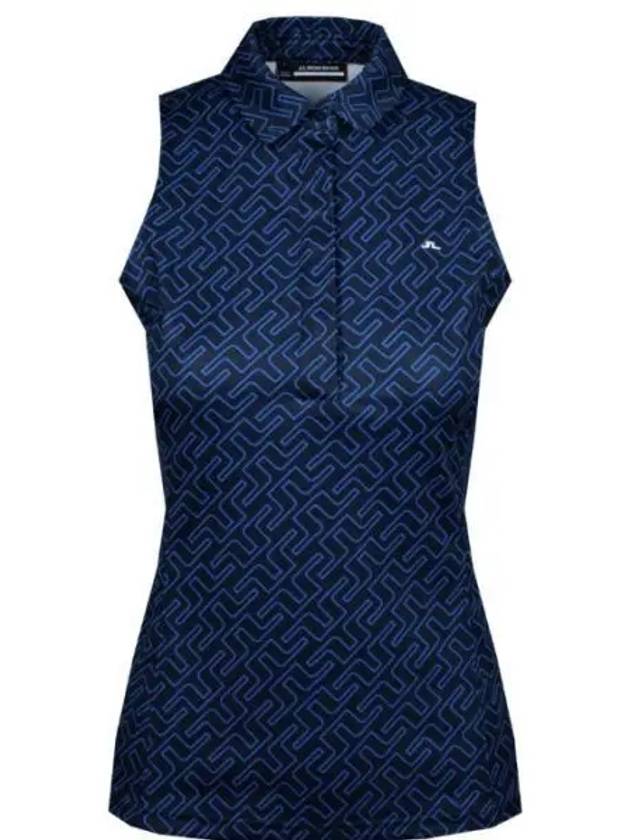 Women's Collar Sleeveless T-Shirt Navy - J.LINDEBERG - BALAAN 2