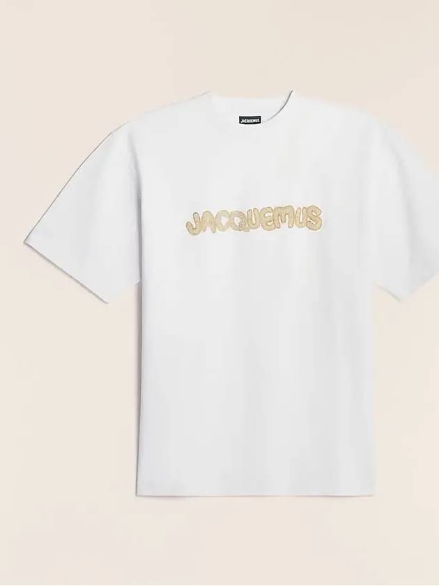 Raphia Logo Short Sleeve T-Shirt White - JACQUEMUS - BALAAN.