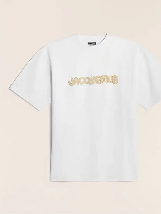 Raphia Logo Short Sleeve T-Shirt White - JACQUEMUS - BALAAN.