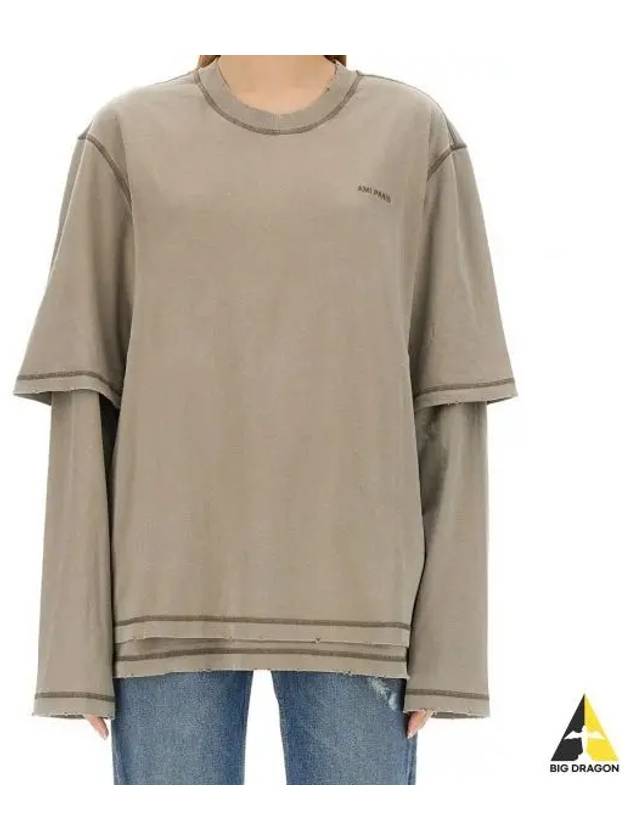 Fade Out Long Sleeve T-Shirt Grey - AMI - BALAAN 2