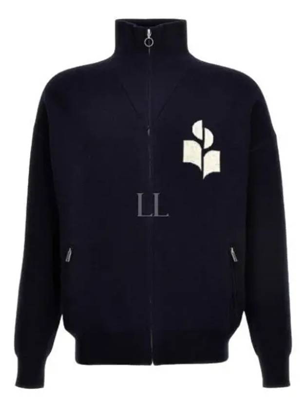 Logo High Neck Knit Zip-Up Cardigan Midnight - ISABEL MARANT - BALAAN 2