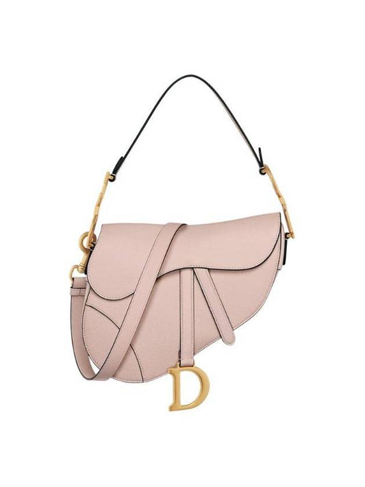 Saddle Grained Calfskin Shoulder Bag Powder Pink - DIOR - BALAAN 1