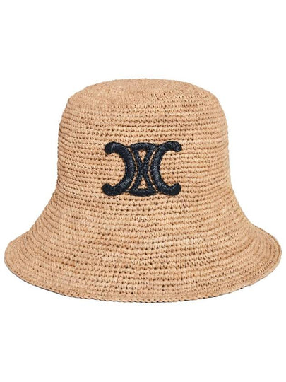 Triomphe Raffia Bucket Hat Natural Black - CELINE - BALAAN 2