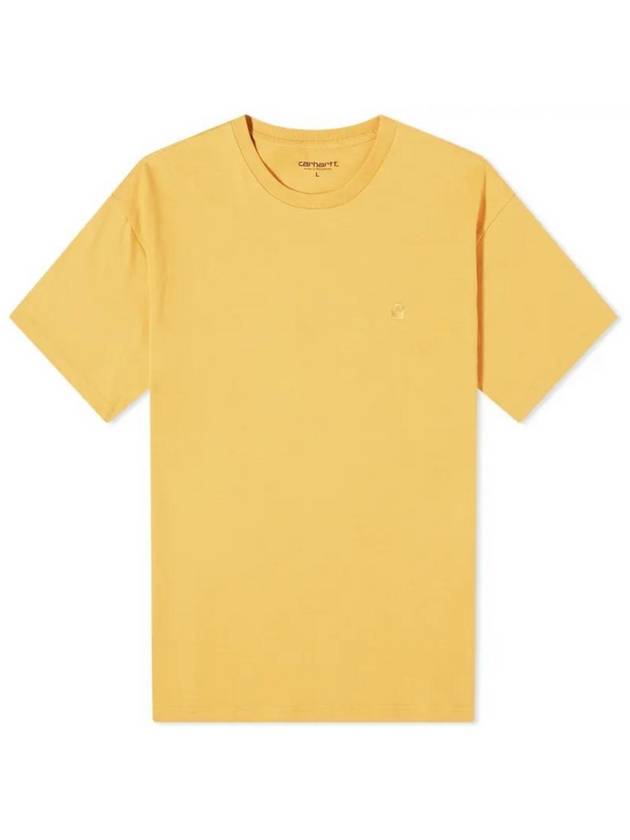 Men's Chase Mini Embroid Logo Short Sleeve T-Shirt Sunray - CARHARTT WIP - BALAAN 1