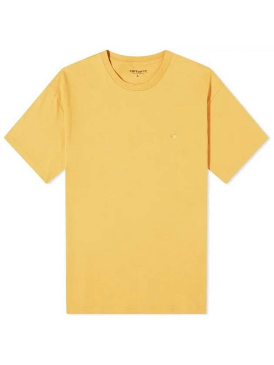 Men's Chase Mini Embroid Logo Short Sleeve T-Shirt Sunray - CARHARTT WIP - BALAAN 2