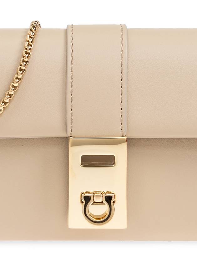 FERRAGAMO Leather Wallet On A Chain, Women's, Beige - SALVATORE FERRAGAMO - BALAAN 6