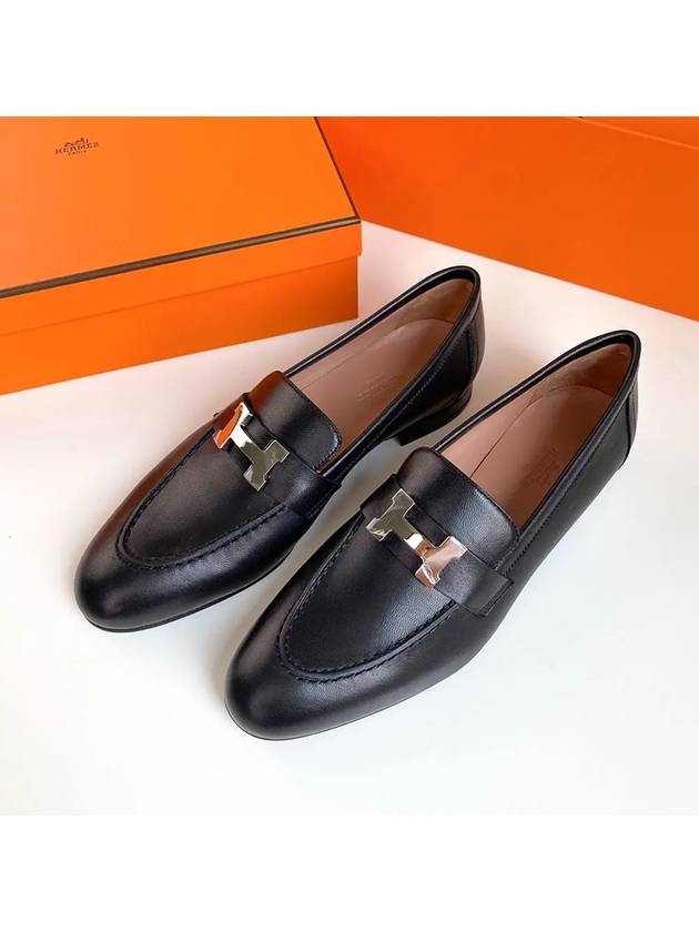 Paris Loafers Goatskin Palladium Noir - HERMES - BALAAN 8