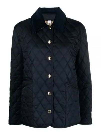 Corduroy Collar Quilted Jacket Dark Blue - BURBERRY - BALAAN 2