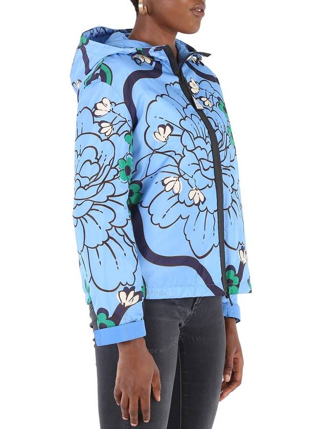 Lil Macro Floral Print Hooded Jacket Blue - MONCLER - BALAAN 3